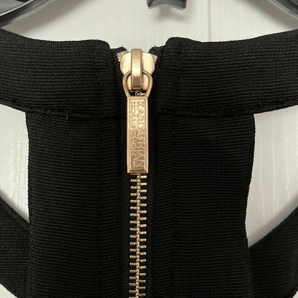 Kardashian Kollection Black Dress Cutout Neck Line and Back Knee Length Size L - Picture 5 of 5